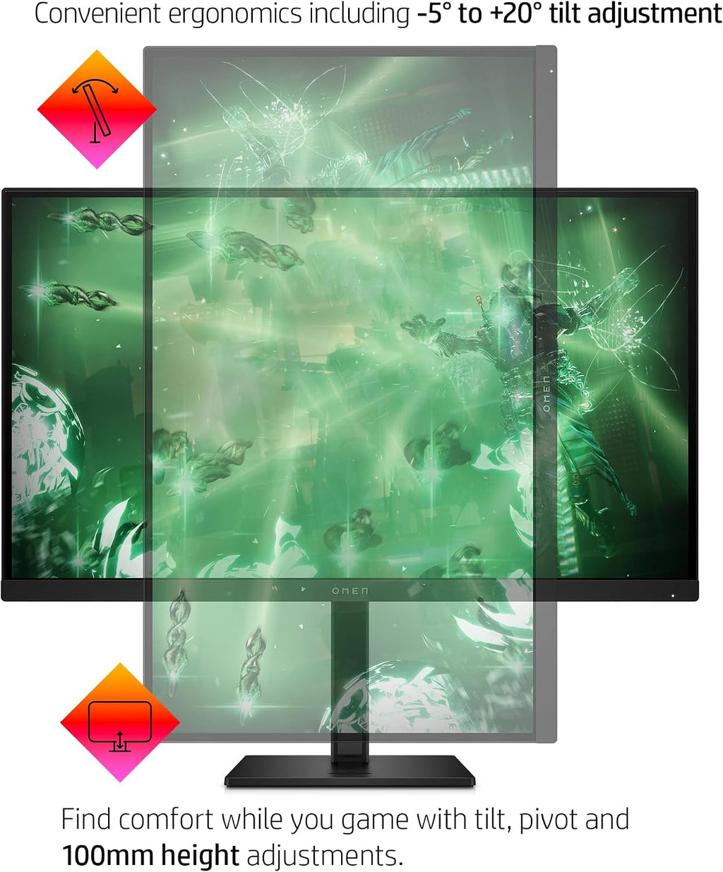 HP OMEN 27q QHD 165Hz Gaming Monitor, QHD Display (2560 x 1440), IPS Panel, 99% sRGB, 95% DCI-P3, 16:9, AMD FreeSync Premium Technology, 27q (2023)