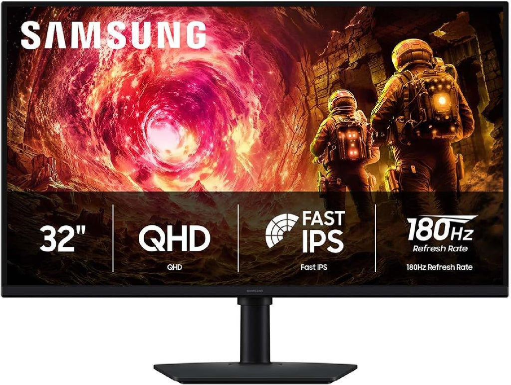 Samsung 32' Odyssey G5 G50F QHD Resolution Gaming Monitor, 180Hz Refresh Rate, Fast IPS Panel, HDR10, NVIDIA G-Sync Compatible, 1ms Response Time (GtG), AMD FreeSync™, Adjustable Stand, LS32FG502ENXZA