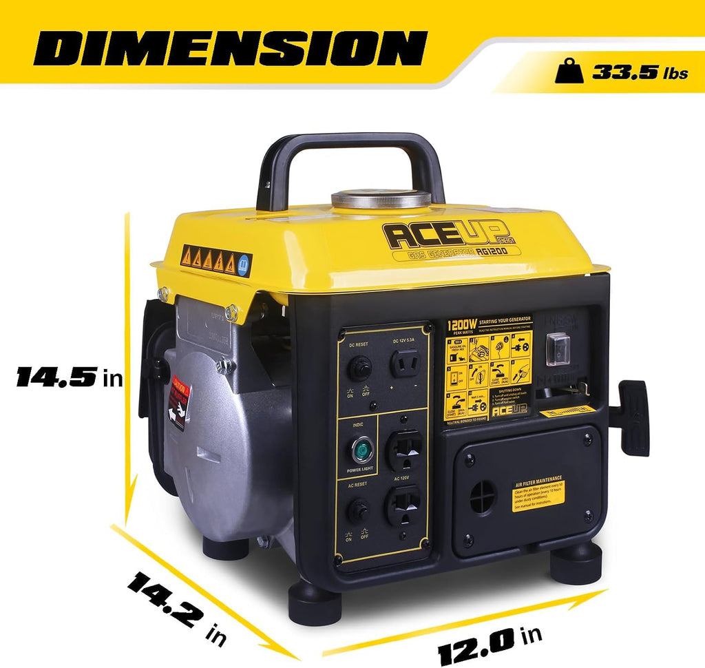 Aceup Energy 1,200W Gas Powered Generator, Small Portable Generator for Home Use Ultralight, EPA & CARB Compliant