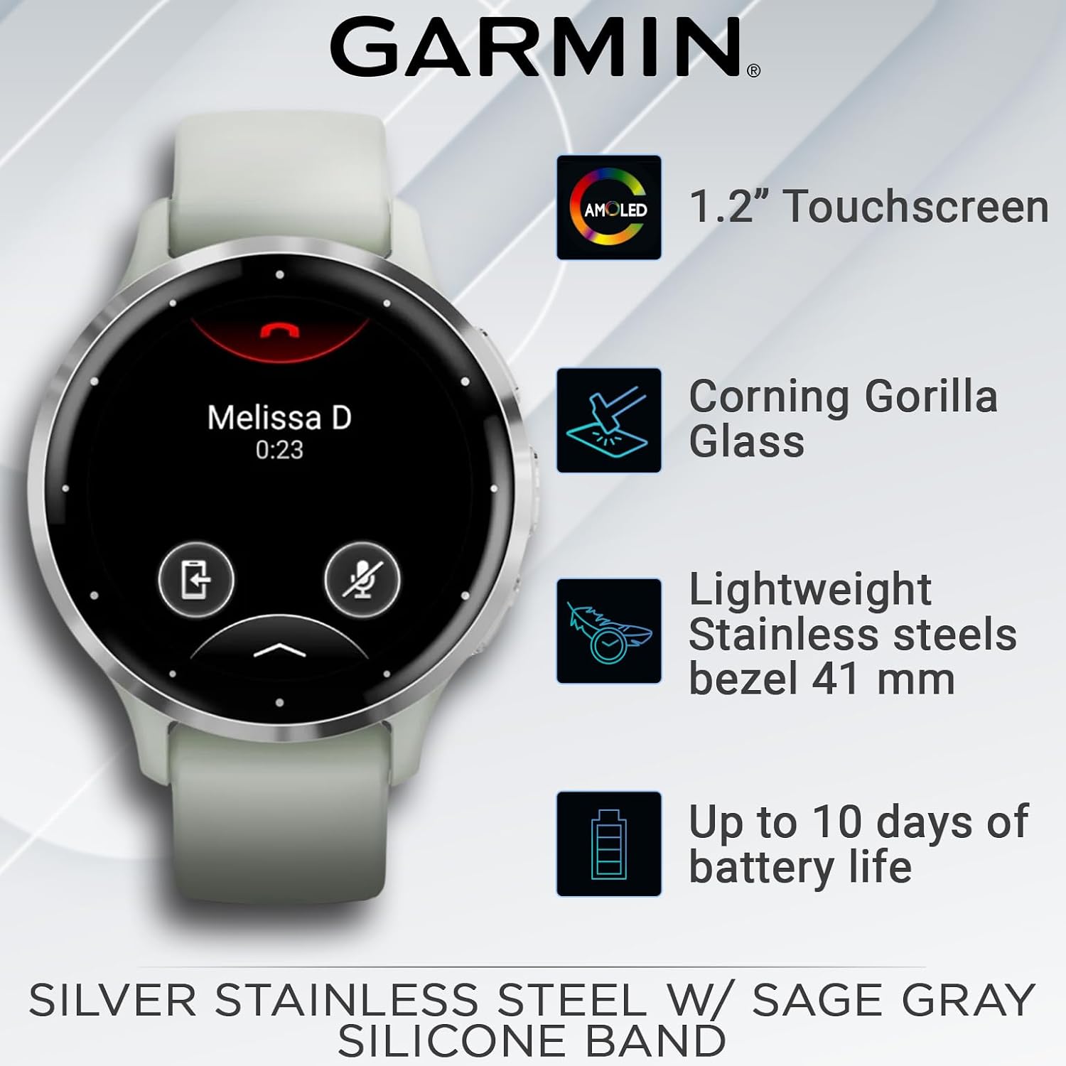 Garmin Venu 3S GPS Smartwatch, AMOLED Display 41 mm Watch, Advanced Health and Fitness Features, Up to 10 Days of Battery, Wheelchair Mode, Sleep Coach, Sage Gray Black Earbuds Bundle
