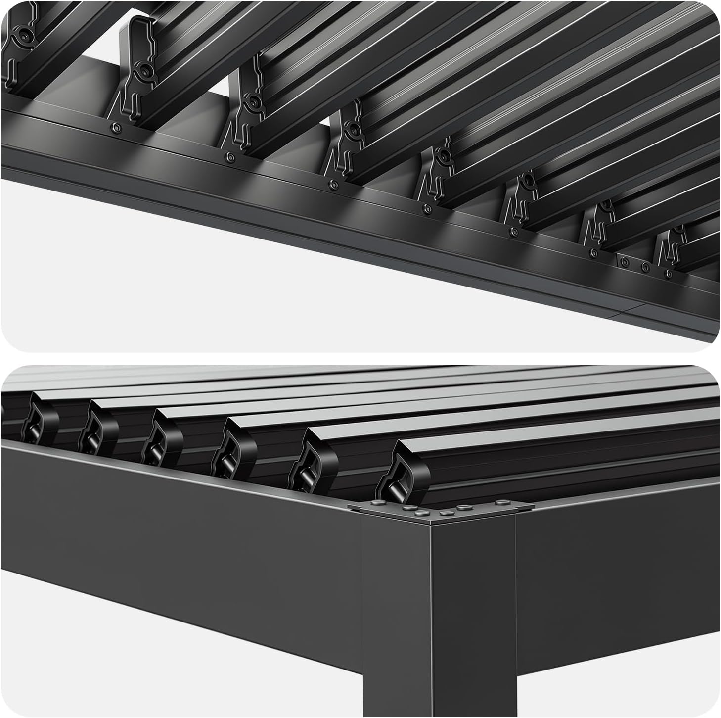 MELLCOM Louvered Pergola 12x12, Steel Aluminum Pergola with Adjustable Louvered Roofs, Outdoor Gazebo with Waterproof Curtains and Nets, Black