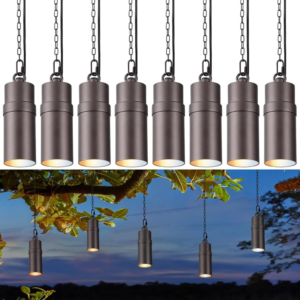 LEONLITE 8-Pack 5CCT Low Voltage Hanging Landscape Lights, 12V Hanging Tree Lights, ETL Listed, LED Outdoor Pendant Light for Gazebo, Pergola, Garden, Aluminum, IP65, Oil Rubbed Bronze