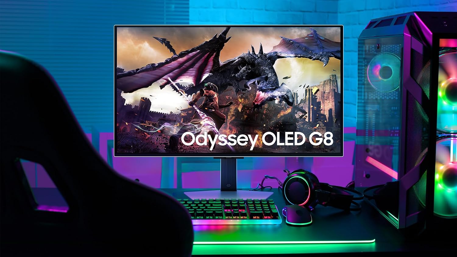 Samsung 32' Odyssey OLED G8 (G80SD) Series 4K UHD Smart Gaming Monitor w QD-OLED, 240Hz 0.03ms, G-Sync Compatible, Glare-Free Display, Sleek Metal Design, LS32DG800SNXZA, 3 Yr Warranty