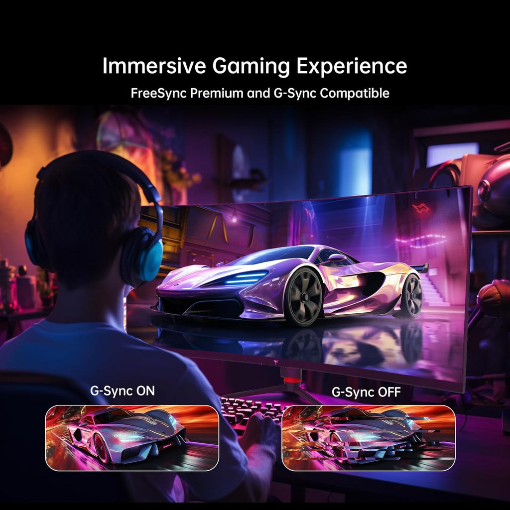 KTC 34 inch Curved Ultrawide Gaming Monitor, 180Hz WQHD 3440x1440 PC Monitor, 21:9, 1ms, 1500R, Adaptive Sync, HDMI Display Port, PBP/PIP, Height/Tilt/Swivel/Pivot Adjustment, VESA Mount, H34S18S