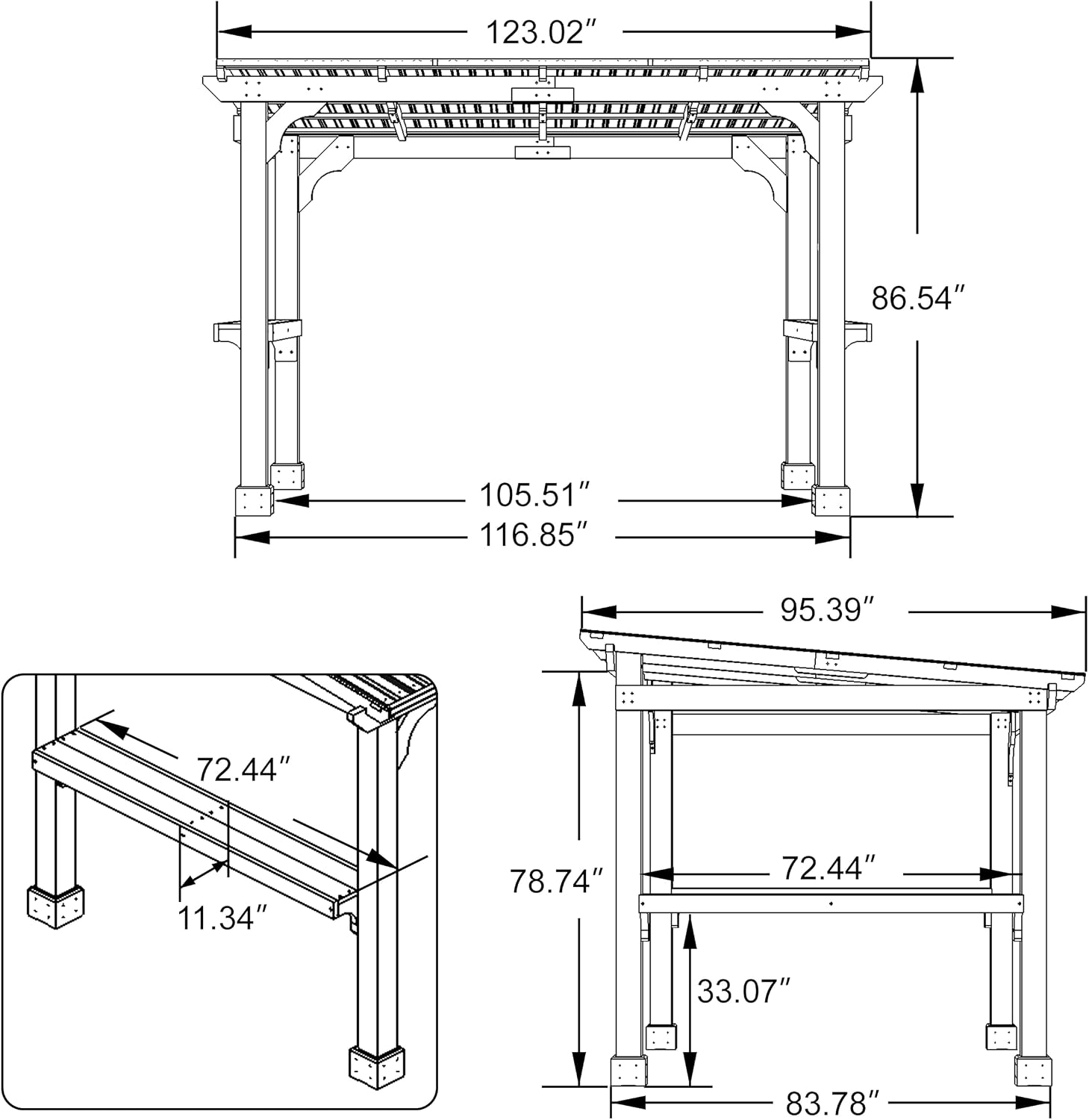 BlueWish 8' x10' Outdoor Grill Gazebo, Wood BBQ Grill Gazebo with Metal Sloping Roof, Heavy Duty Wind-Resistant Patio Gazebo with Shelves for Barbecue, Backyard, Garden, Light Mocha Brown