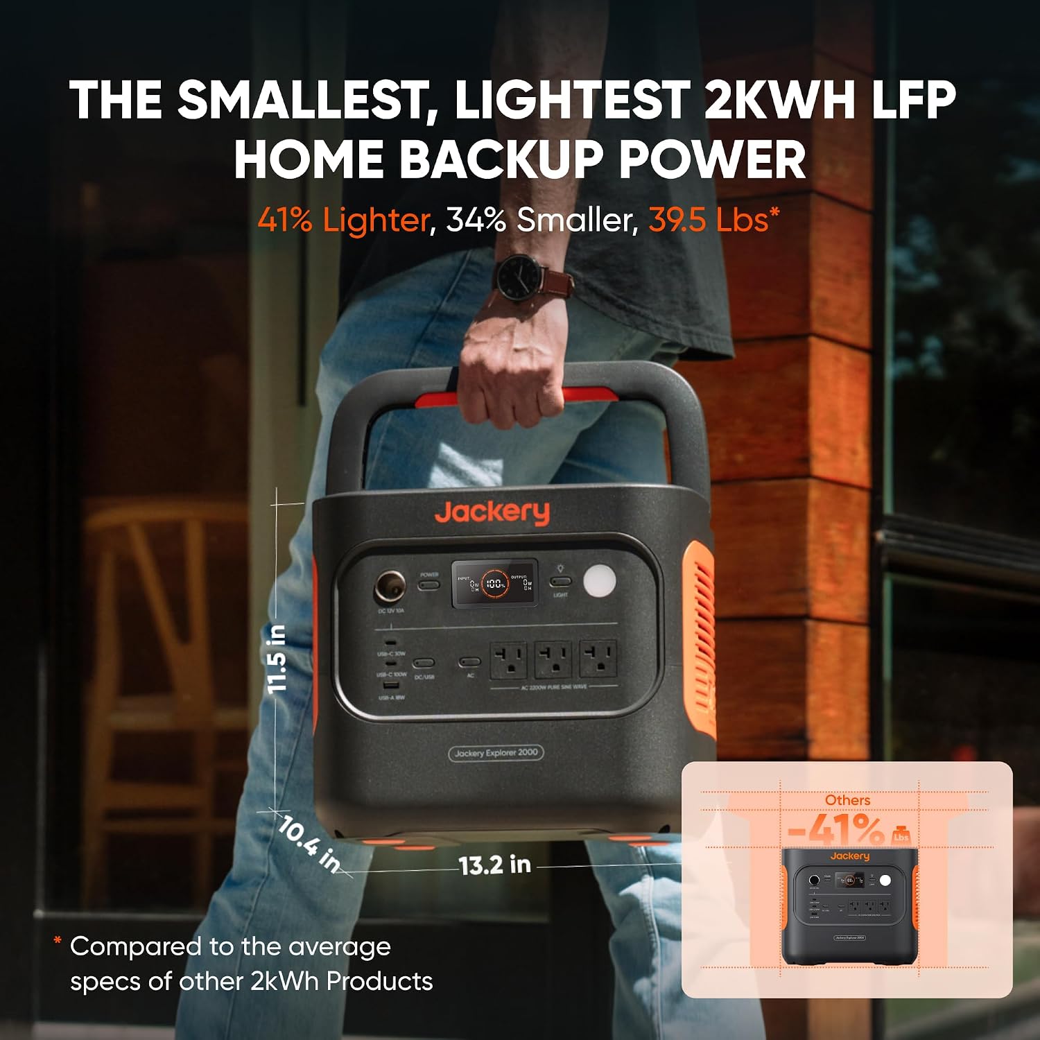 Jackery Explorer 2000 v2 Portable Power Station with Explorer 300, 2042Wh LiFePO4 Battery, 2200W Solar Generator, USB-C PD 100W Fast Charging for Camping, Home Use(Solar Panel Optional)