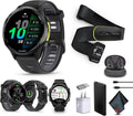 Garmin Forerunner 970 Running Smartwatch, GPS Fitness Smart Watch for Men and Women, Carbon Gray DLC Titanium with Black Case/Translucent Whitestone Band + Access 600 Fitness Monitor XS-S + More