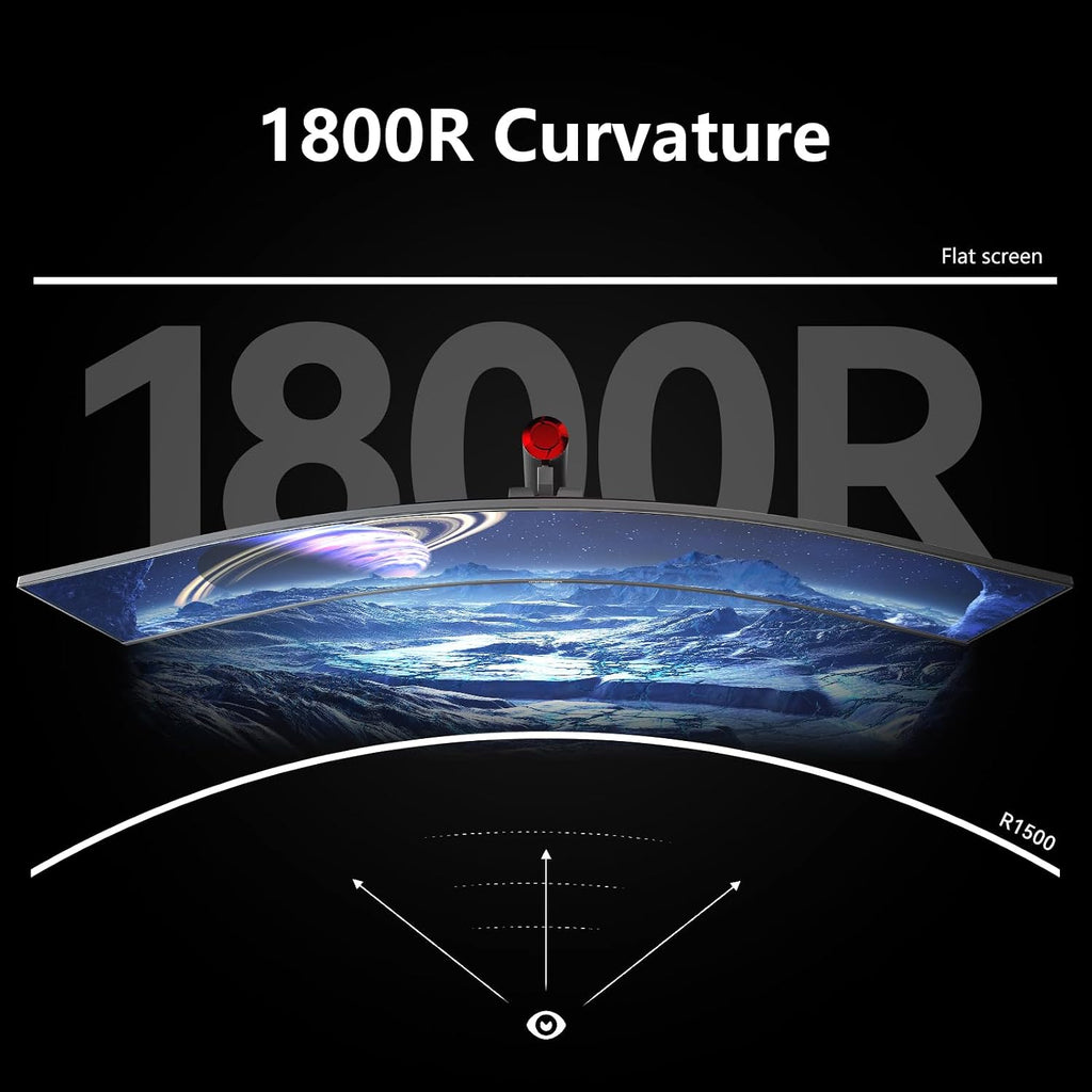 INNOCN 49' Curved Gaming Monitor 144Hz Ultrawide 32:9 WDFHD 3840 x 1080P, R1800, 99% sRGB, HDR400, USB Type C, DisplayPort, HDMI, Built-in Speakers, Height/Tilt Adjustable - 49C1G