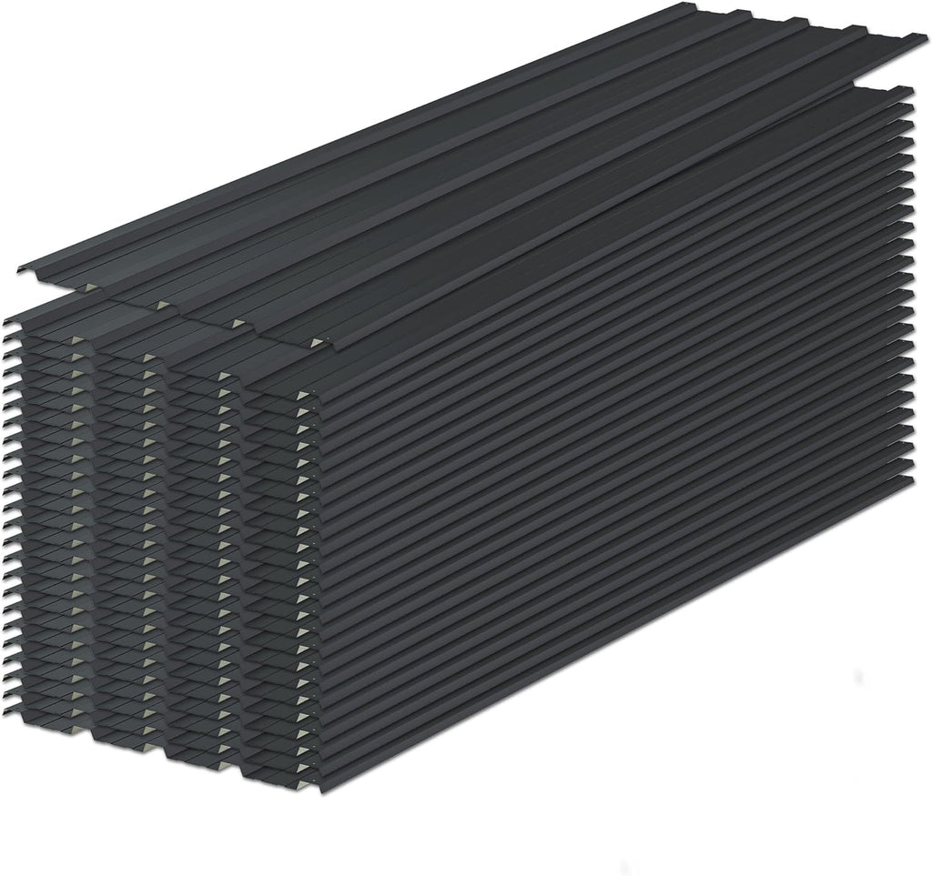 Roof Panels 10 pcs L60.63×W16.77 inch Galvanized Steel, Metal Corrugated Tin Roofing Panels Gazebo Top Cover Heavy Duty Roof Replacement for Patio Outdoor Garden, Black