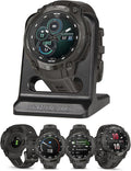 Garmin Instinct Crossover AMOLED, Rugged Hybrid GPS Smartwatch, Analog Watch Hands and Bright Display, Flashlight, Health Tracking | Charcoal, Signature Series Mission-Ready Power Dock