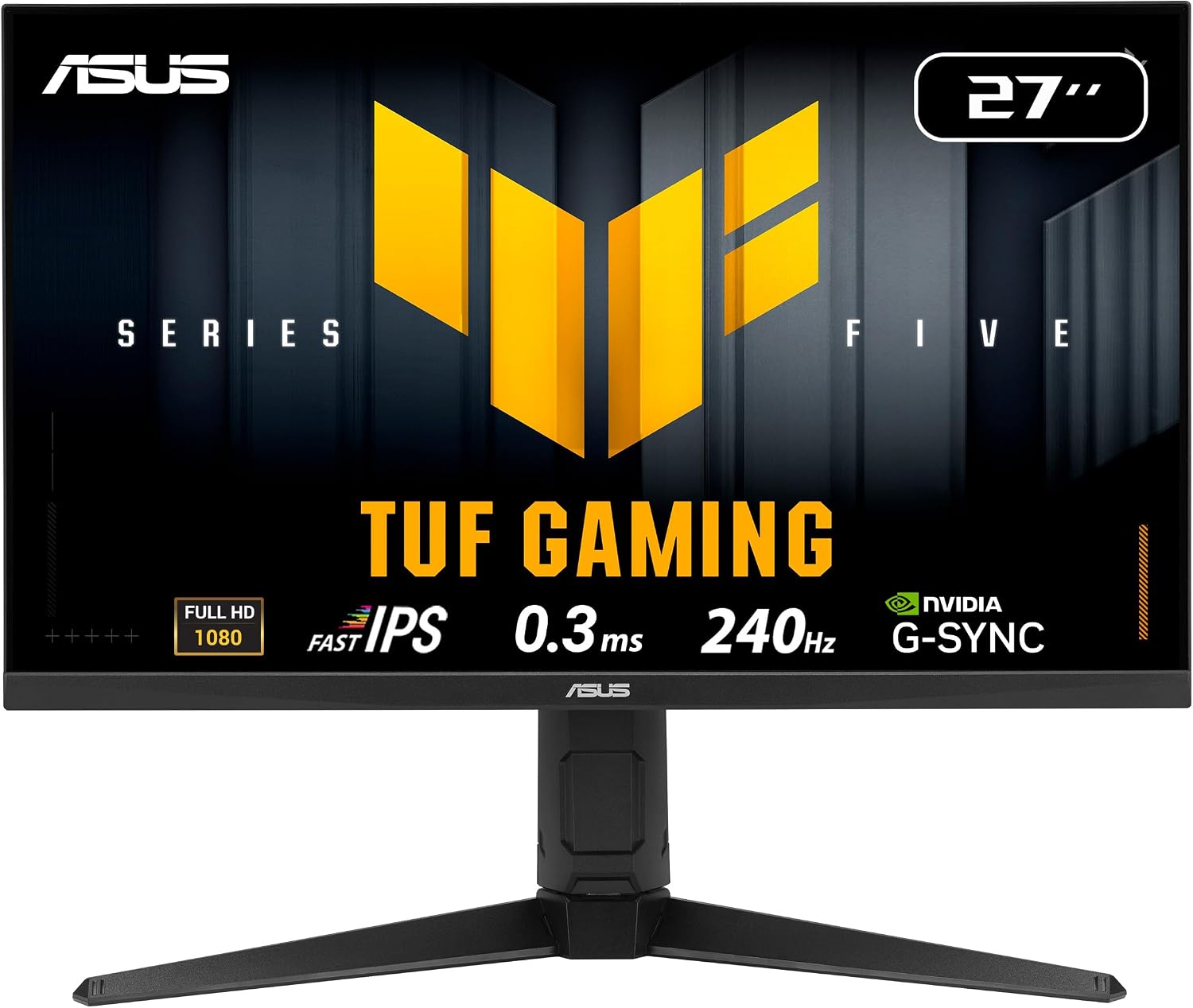 ASUS TUF Gaming Series 5 27' 1080P Monitor (VG279QML5A) - Fast-IPS, 240Hz, 0.3ms, G-SYNC Compatible, FreeSync Premium, 99% sRGB, Height Adjustable, DisplayWidget, Gaming AI, 3 yr Warranty