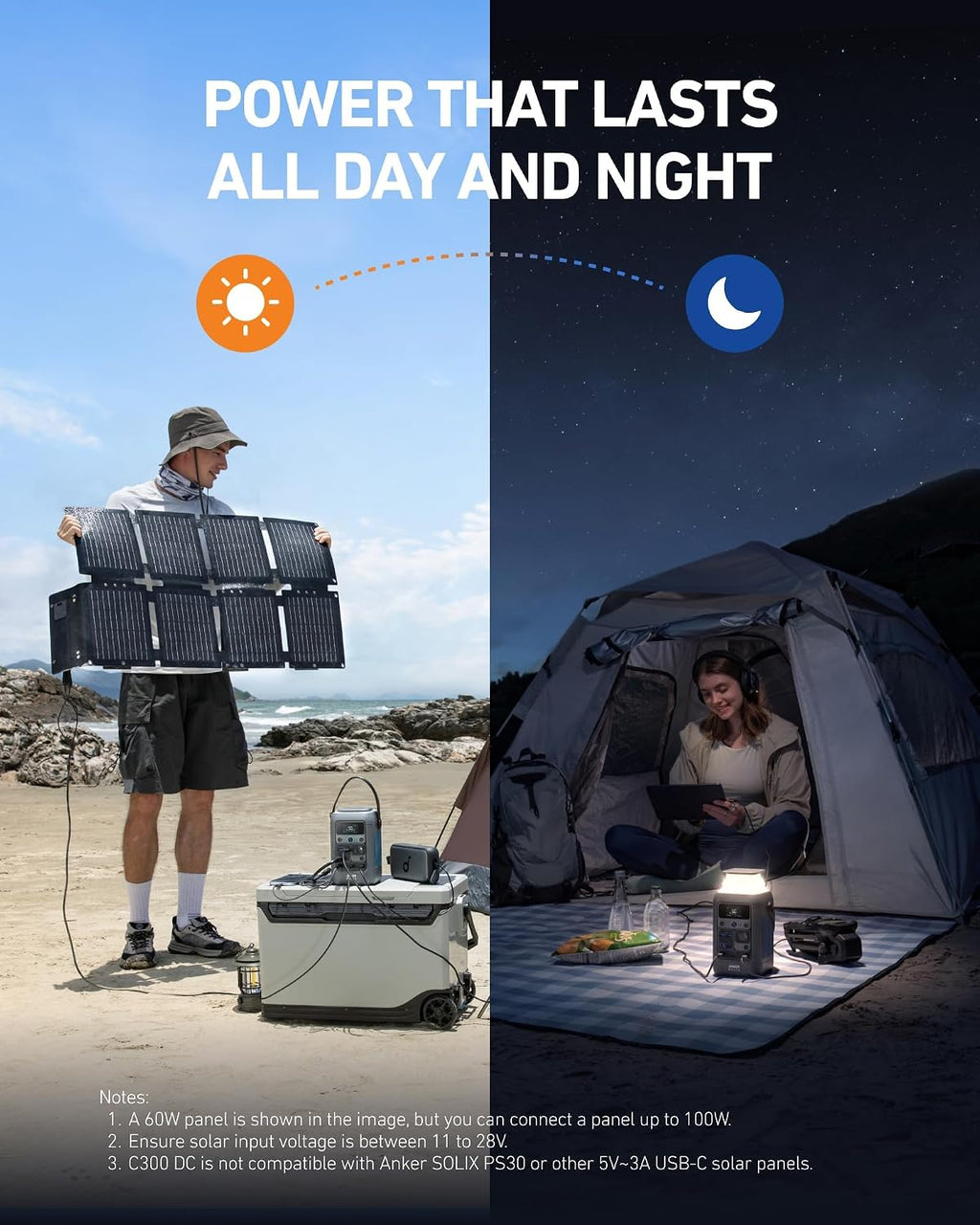Anker SOLIX C300 DC Power Bank Station and Protective Bag, 288Wh Portable Power Station, LiFePO4 Battery, 300W Solar Generator, for Outdoor, Camping, Traveling, and Emergencies