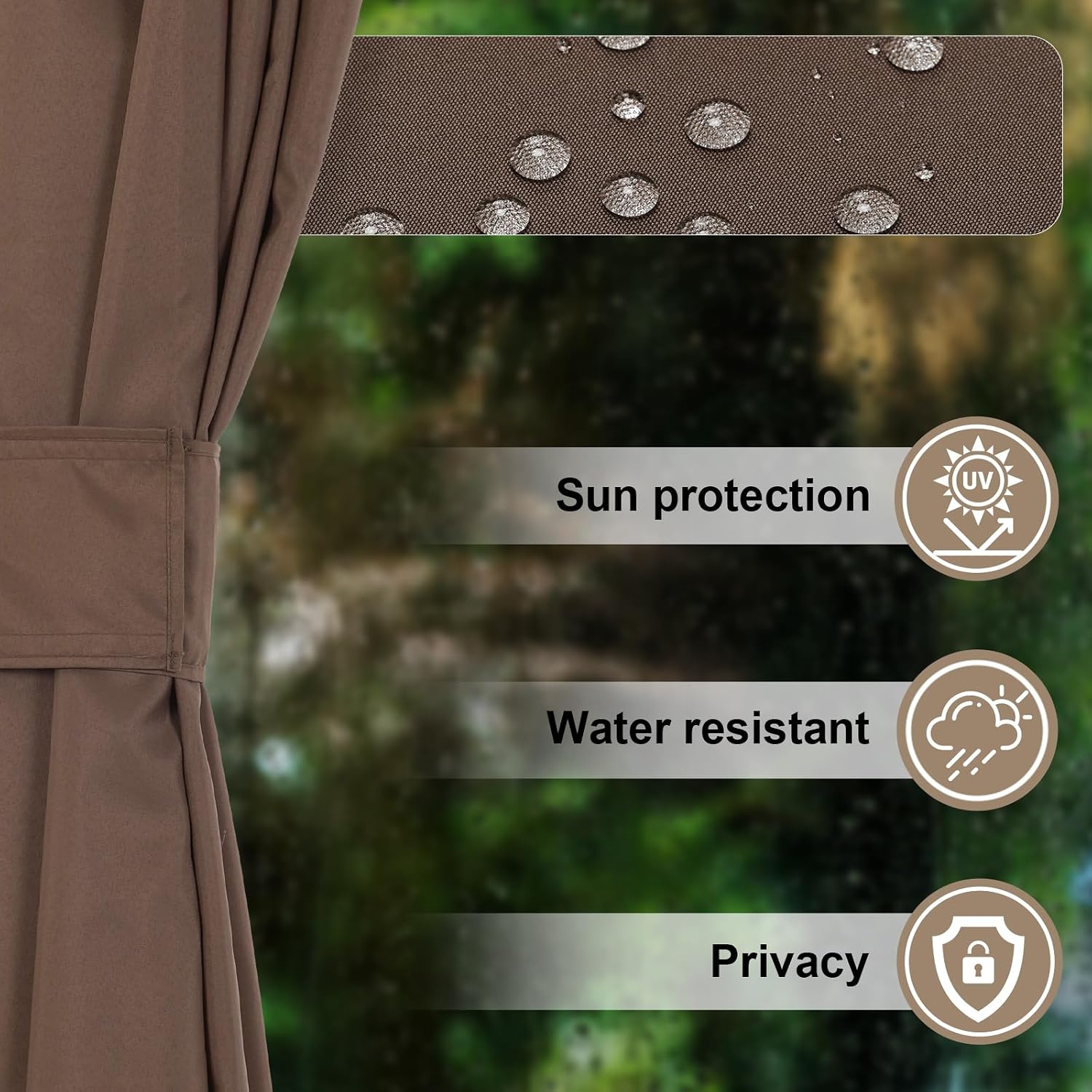 COWVIE 4-Panel 12' x 14' Gazebo Replacement Curtains, Patio Privacy Sidewalls with Double Zipper, Replacement for Outdoor Gazebo Canopy (Curtain Only)