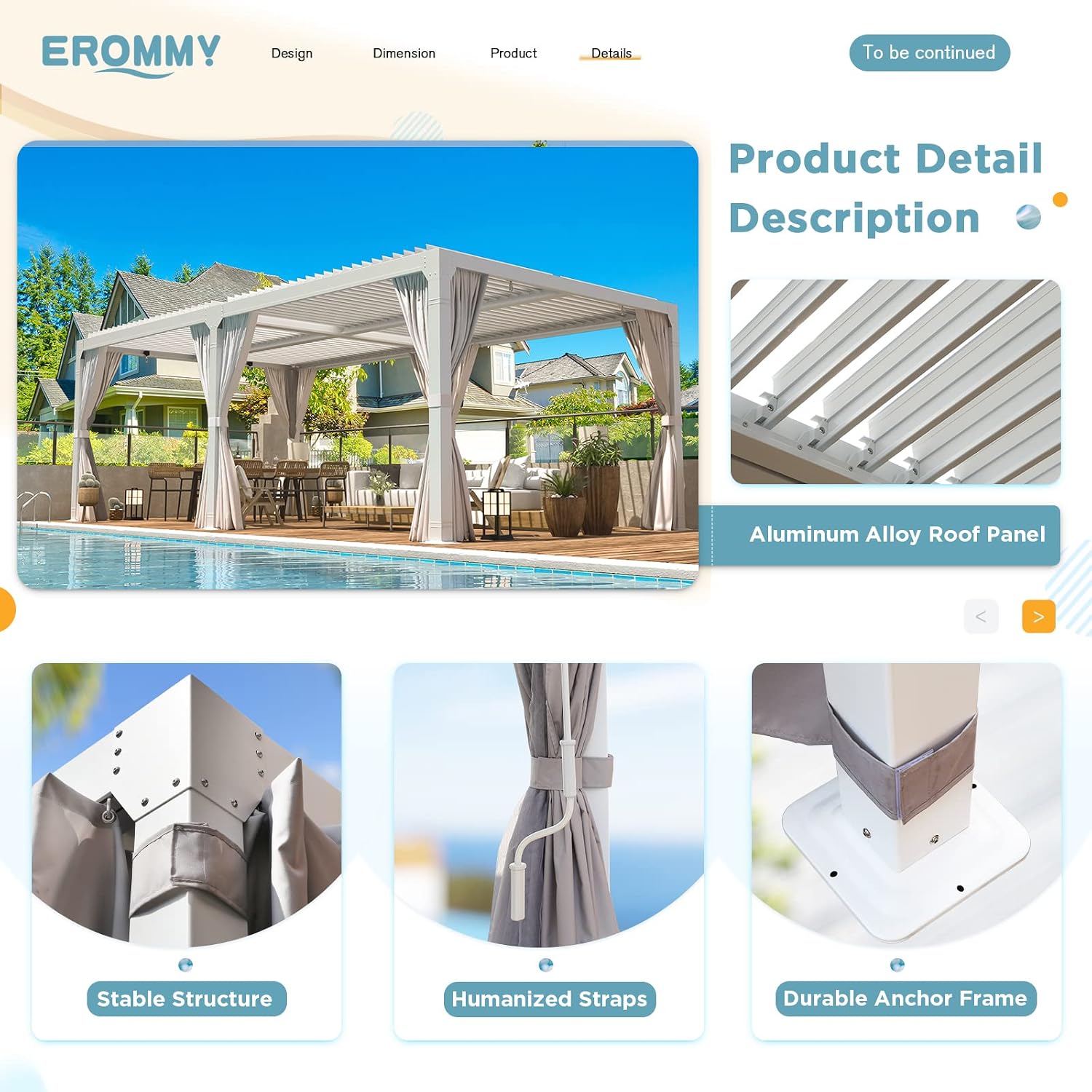 EROMMY Louvered Pergola 10x20, Outdoor Aluminum Pergola with Adjustable Rainproof Roof for Garden, Patio, Deck, Waterproof Curtains and Netting Included, White