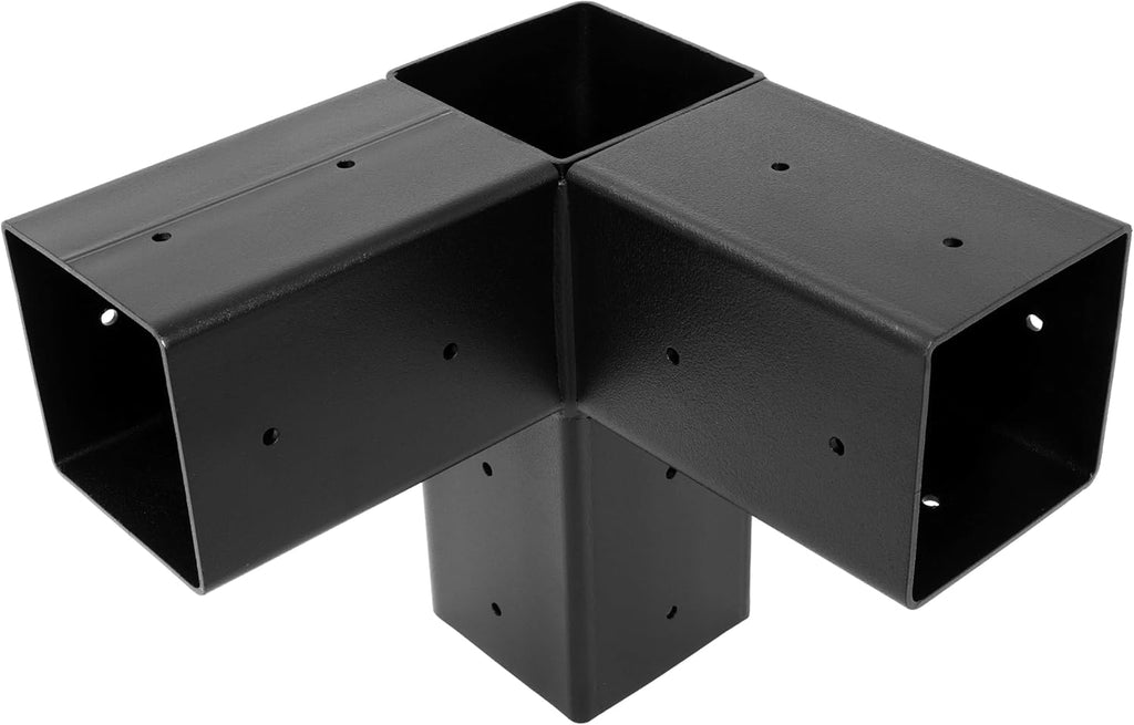 ECOTRIC Pergola Brackets Kit 4x4 (Actual 3.9''x3.9'') Woodworks DIY Pergola kit with 3-Way Right Angle Corner Support Bracket Post Base Kit DIY Elevated Wood Stand Bracket for Outdoor Patio Pergolas