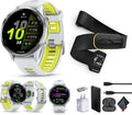 Garmin Forerunner 970 Running Smartwatch, GPS Fitness Watch for Men and Women, Titanium with Whitestone Case and Whitestone/Translucent Amp Yellow Band + Access 600 Fitness Monitor, M-XL + More