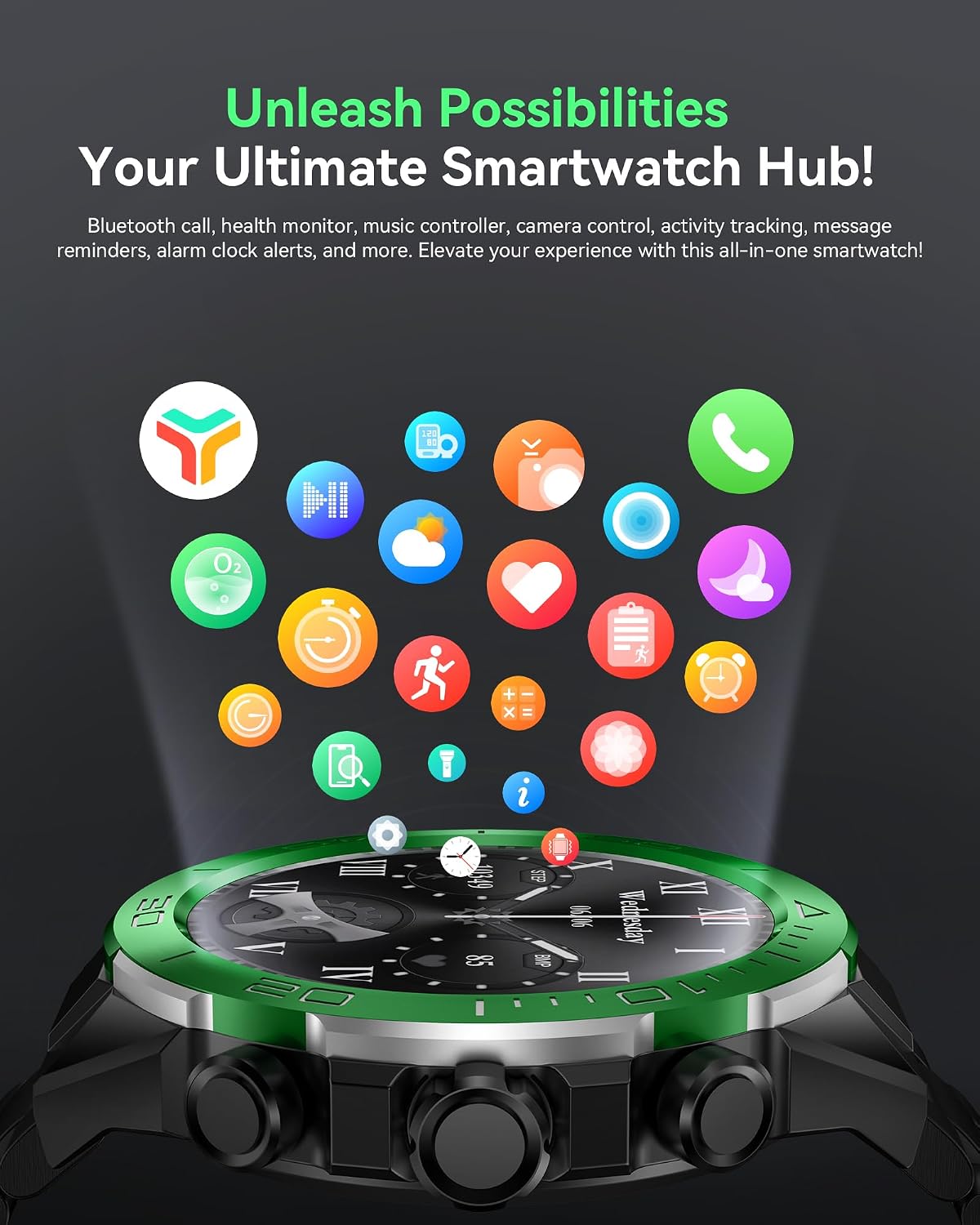 SOUYIE Men's Luxury Smart Watch - 1.43' AMOLED Display Smartwatch with HD Bluetooth Calling, 400mAh 30-Day Battery, 100+ Sports Modes, Health Monitor with Metal/Silicone Straps for Android iPhone