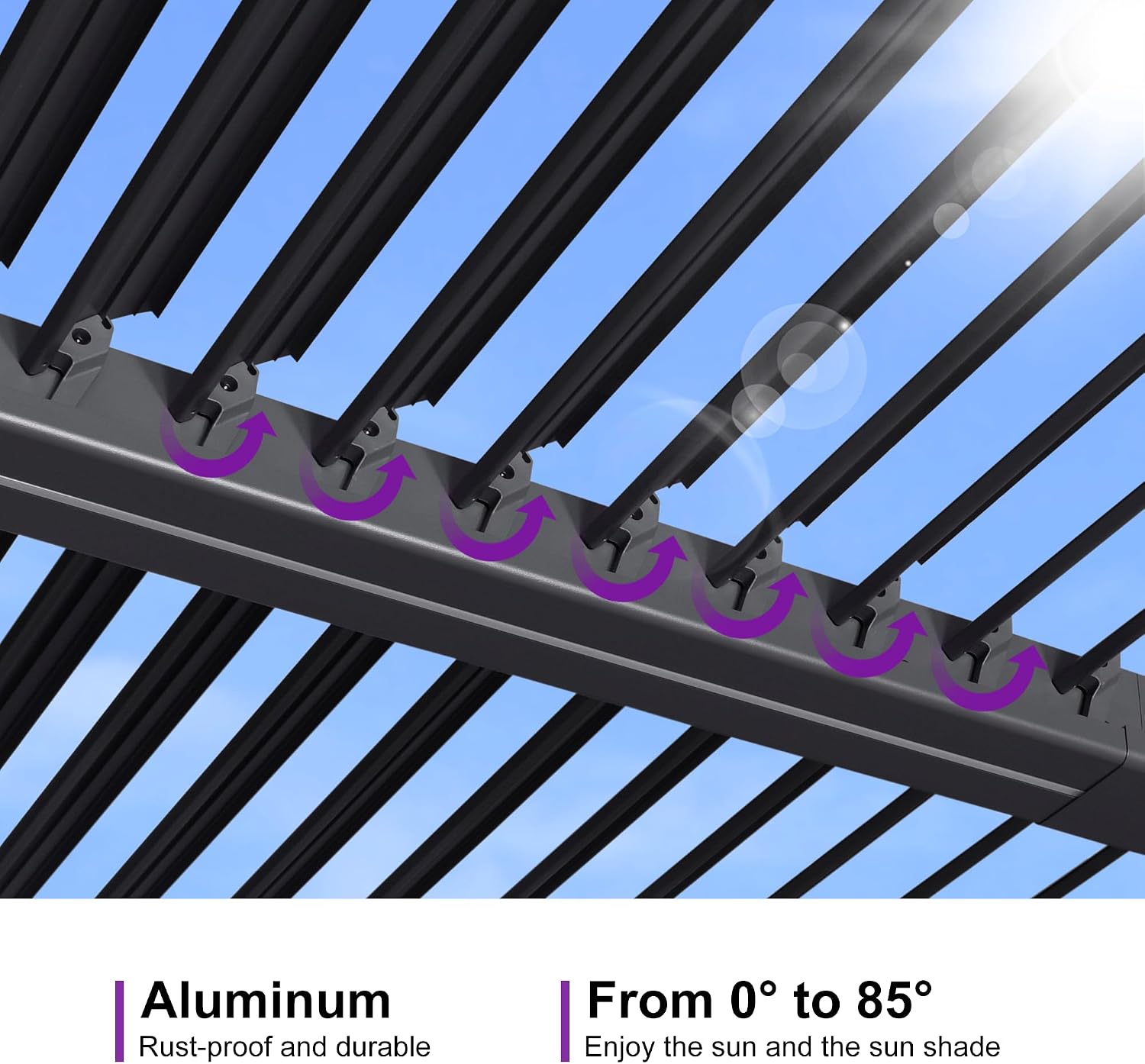 PURPLE LEAF Louvered Pergola 92KS 11.5' x 27.5' with LED Strip Lights Huge Aluminum Plus Outdoor Pergola with Adjustable Louvered Roof for Patio Deck Garden Yard Gray