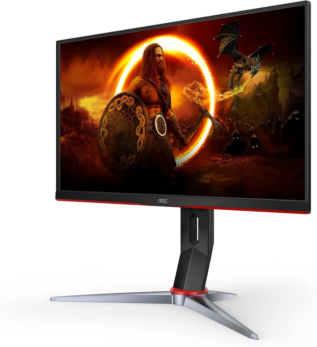 AOC 24G2 24' Frameless Gaming IPS Monitor, FHD 1080P, 1ms 144Hz, Freesync, HDMI/DP/VGA, Height Adjustable, 3-Year Zero Dead Pixel Guarantee,Black/Red