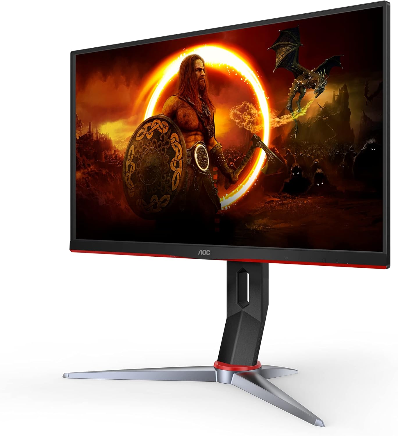 AOC 24G2 24' Frameless Gaming IPS Monitor, FHD 1080P, 1ms 144Hz, Freesync, HDMI/DP/VGA, Height Adjustable, 3-Year Zero Dead Pixel Guarantee,Black/Red