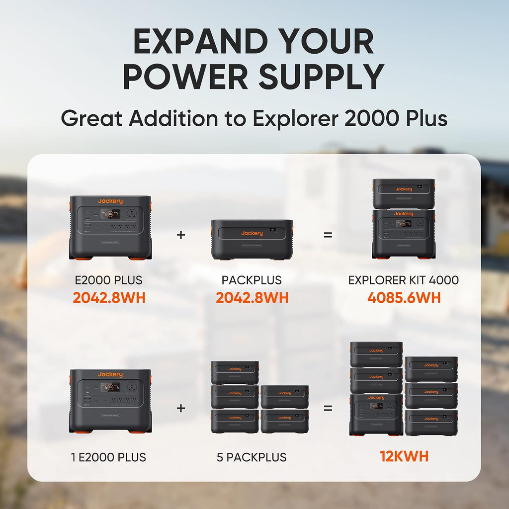 Jackery Extra Battery Pack 2000 Plus, 2042Wh Extra Expandable LiFePO4 Battery for Portable Power Station Explorer 2000 Plus Series