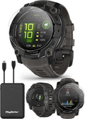 PlayBetter Garmin Instinct 3 50mm (Black/Charcoal) AMOLED Rugged Outdoor GPS Smartwatch Bundle - Metal Bezel, Built-in Flashlight, Long Battery Life Portable Charger & HD Screen Protectors