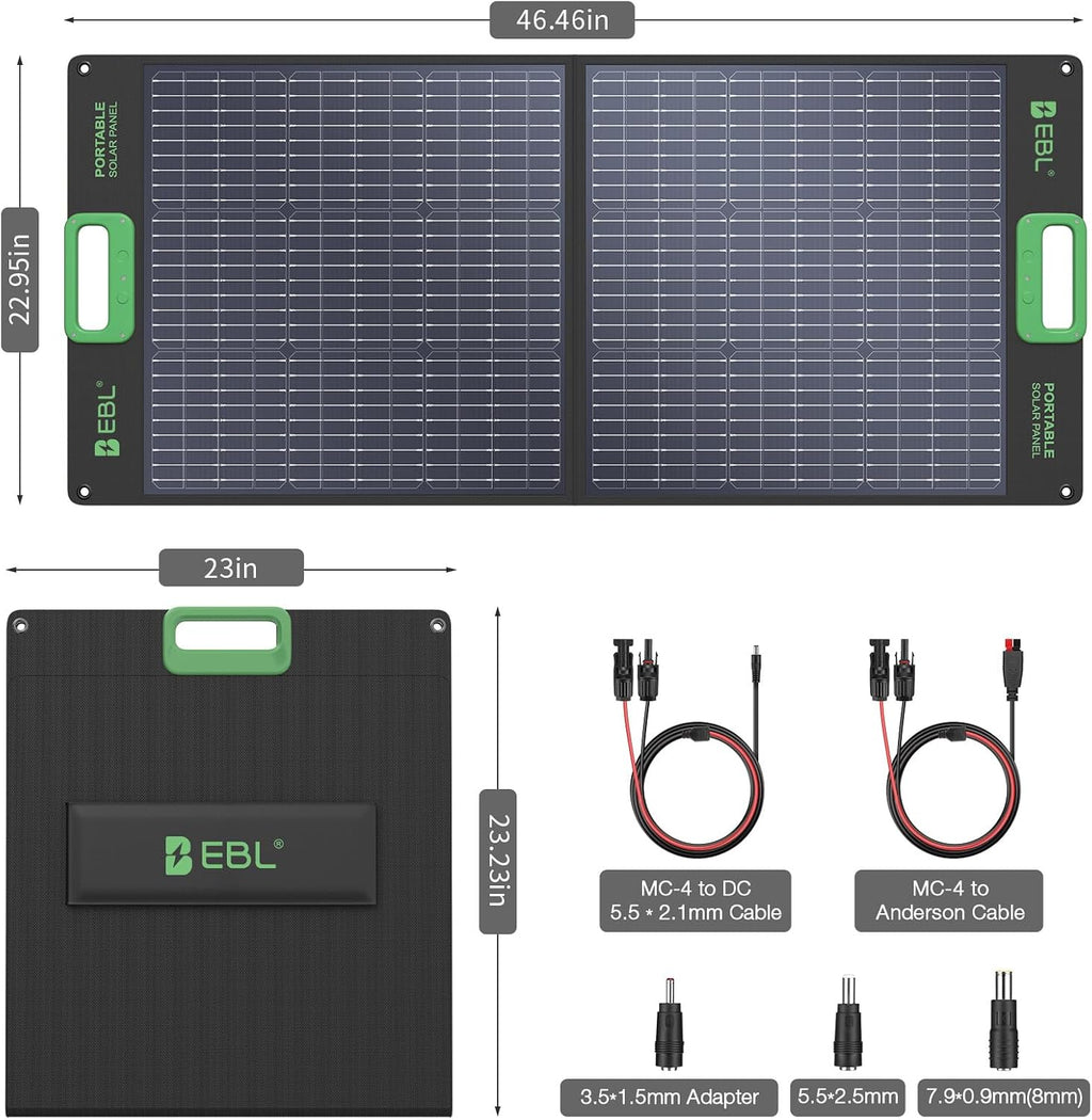 EBL 519Wh Solar Generator Kit 500W(Peak 1000W) Portable Power Station with 100W 20V Solar Panel, Backup Battery Power Supply for RV/Van Camping Fishing Climbing Road Trip Home Use