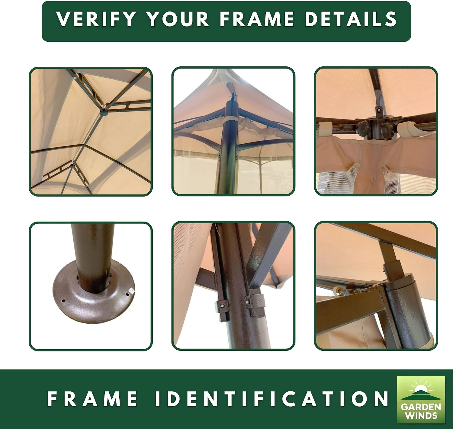 Garden Winds Reinforced Replacement Canopy Top Cover Compatible with The 96139H Barton 10' x 13' Gazebo - Classic Sand, Riplock 350