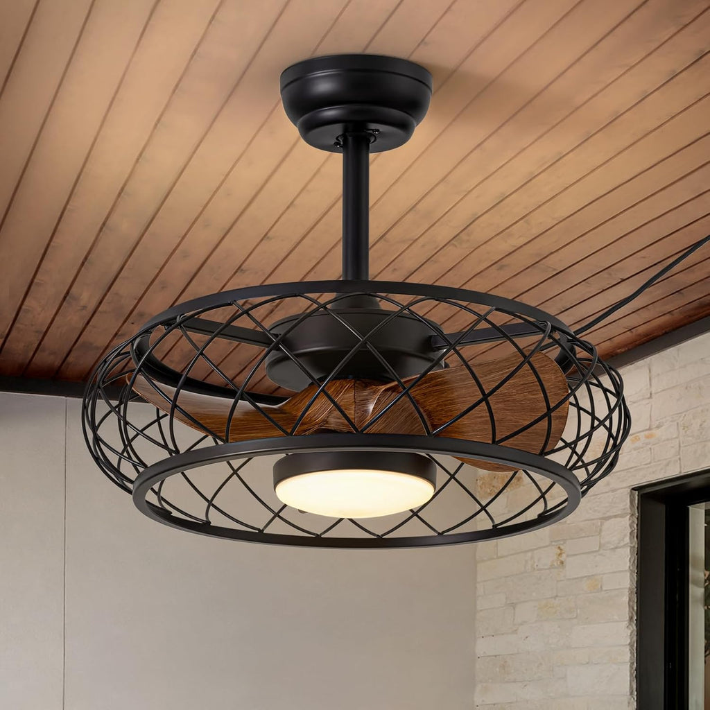 20'' Outdoor Ceiling Fans with Lights, Gazebo Fan Wet Rated Remote&APP Control, Plug in Ceiling Fan for Patios, Pergola, Ceiling Fan with Remote Control, Hanging with Hook,Black