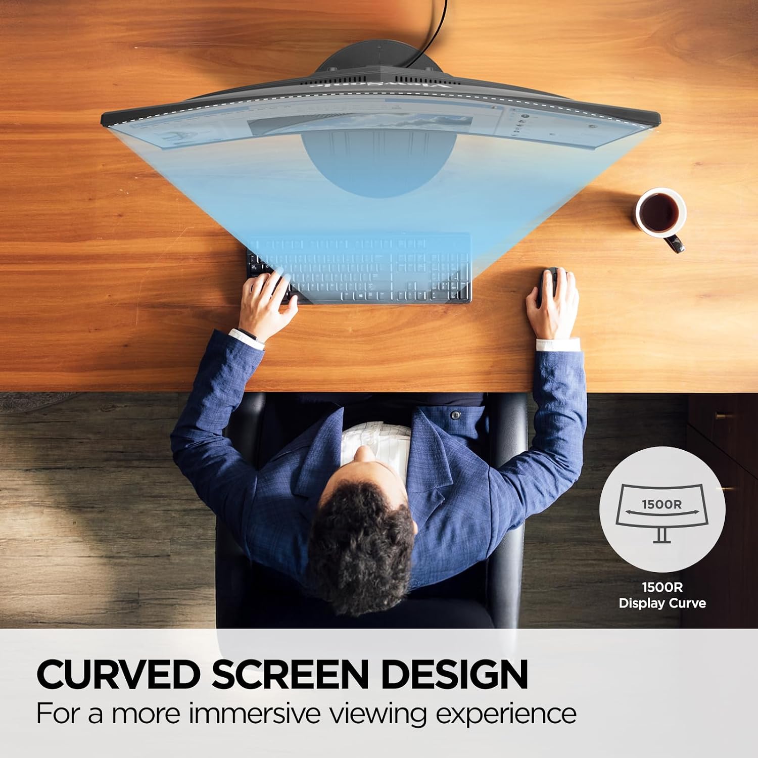 ViewSonic VA2416C 24 Inch 1080p Curved Monitor, Frameless Design with Variable Refresh Rate for Home Entertainment, HDMI, and DisplayPort Inputs