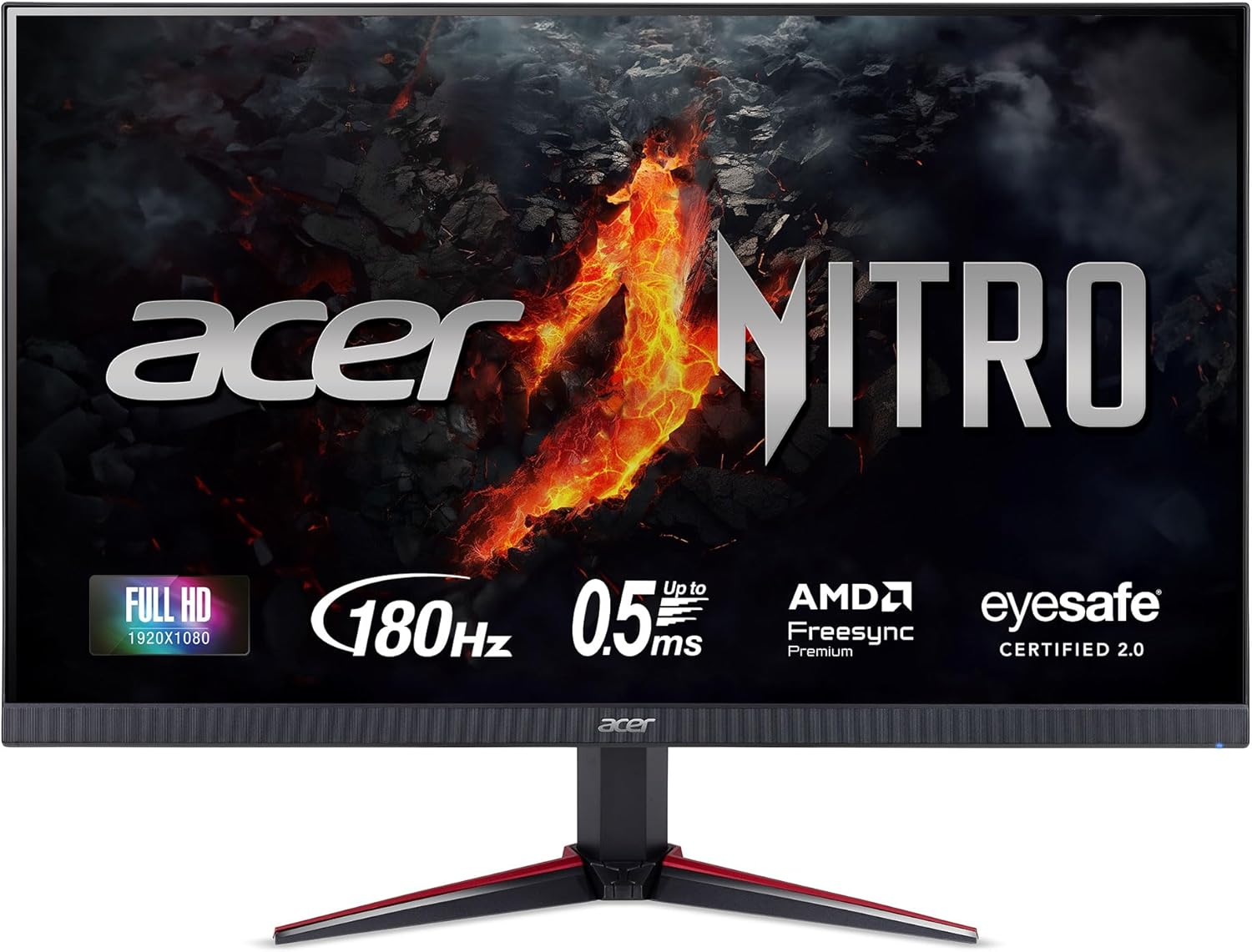 acer Nitro 23.8' Full HD 1920 x 1080 PC Gaming IPS Monitor | AMD FreeSync Premium | 180Hz Refresh | Up to 0.5ms | HDR10 Support | 99% sRGB | 1 x Display Port 1.2 & 2 x HDMI 2.0 | VG240Y M3biip