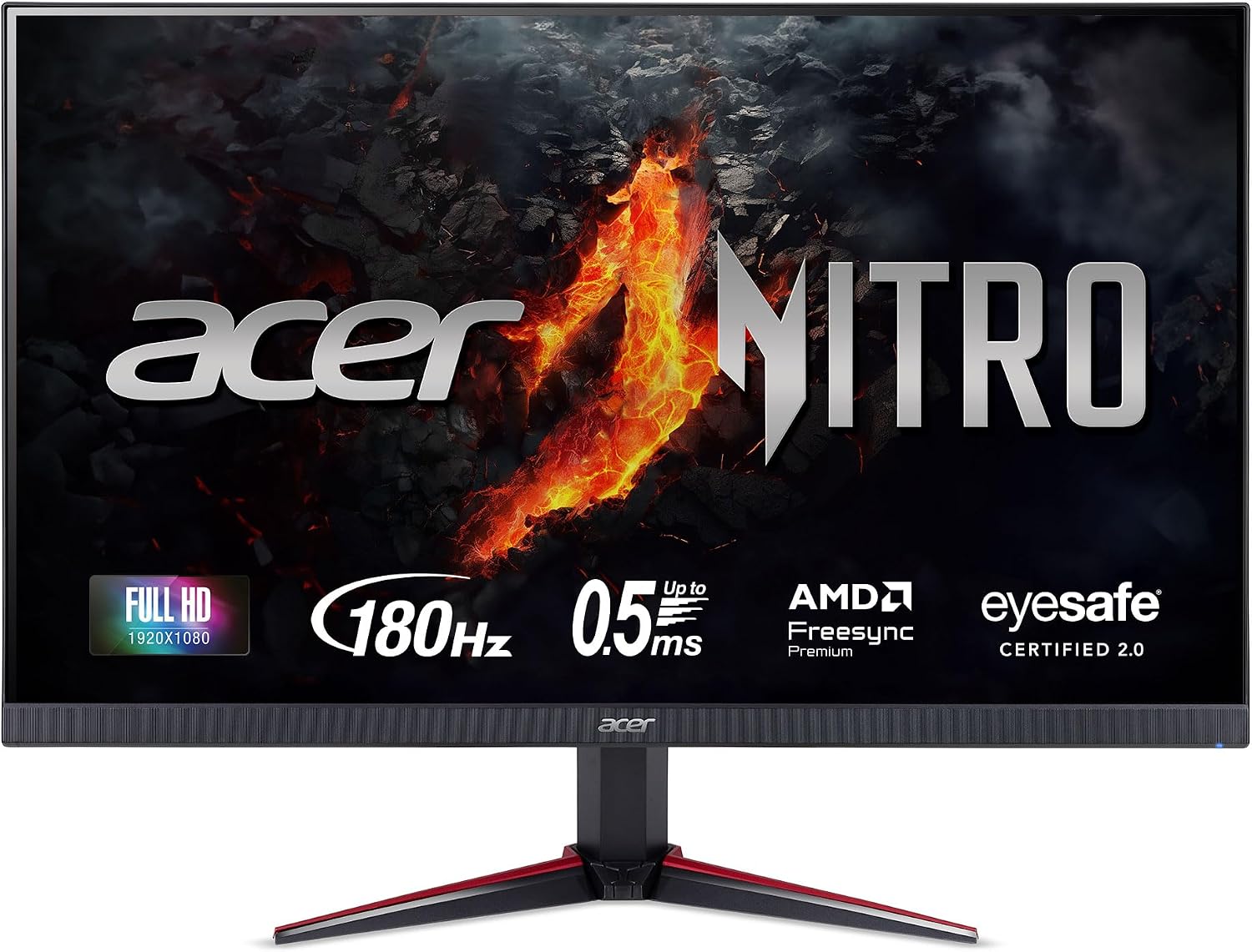 acer Nitro 27' Full HD 1920 x 1080 PC Gaming IPS Monitor | AMD FreeSync Premium | 180Hz Refresh | Up to 0.5ms | HDR10 Support | 99% sRGB | 1 x Display Port 1.2 & 2 x HDMI 2.0 | VG270 M3bmiipx
