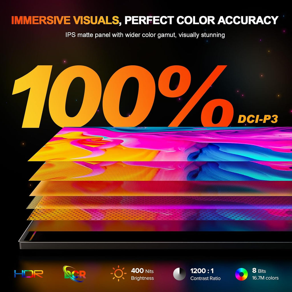 UPERFECT 2.5K 240Hz QLED Portable Monitor, 16' 2560x1600 QHD 100% DCI-P3 400 Nits Portable Gaming Monitor w/Stand & VESA, Adaptive Sync HDMI 2.1 External Screen for Laptop PC Phone Game Console