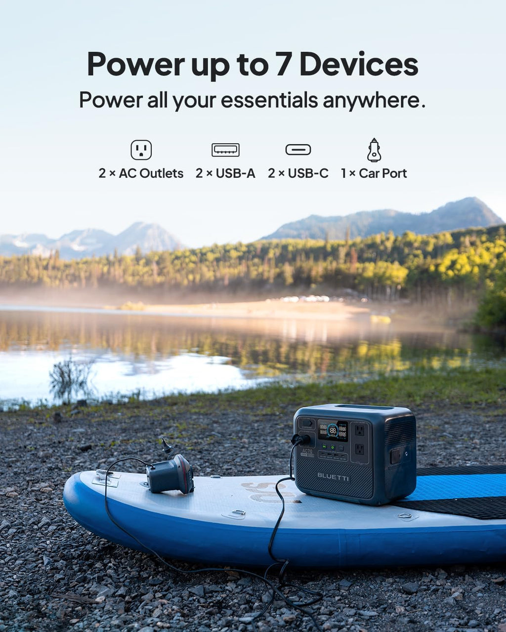 BLUETTI AC70 Solar Generator with 100W Solar Panel (Ships Separately), 768Wh Portable Power Station with 2 1000W (Power Lifting 2000W) AC Outlets, 0-80% in 45 Min, LFP Backup Power for Camping, Trip
