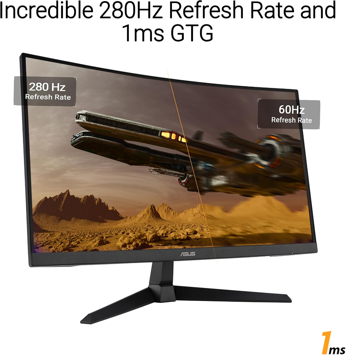 ASUS TUF Gaming 27' 1080P Curved Monitor (VG27VQM1B) – Full HD, 1500R, 280Hz, 1ms, Extreme Low Motion Blur, FreeSync Premium, Shadow Boost, Eye Care, 90% DCI-P3, DisplayWidget Center, 3 yr Warranty