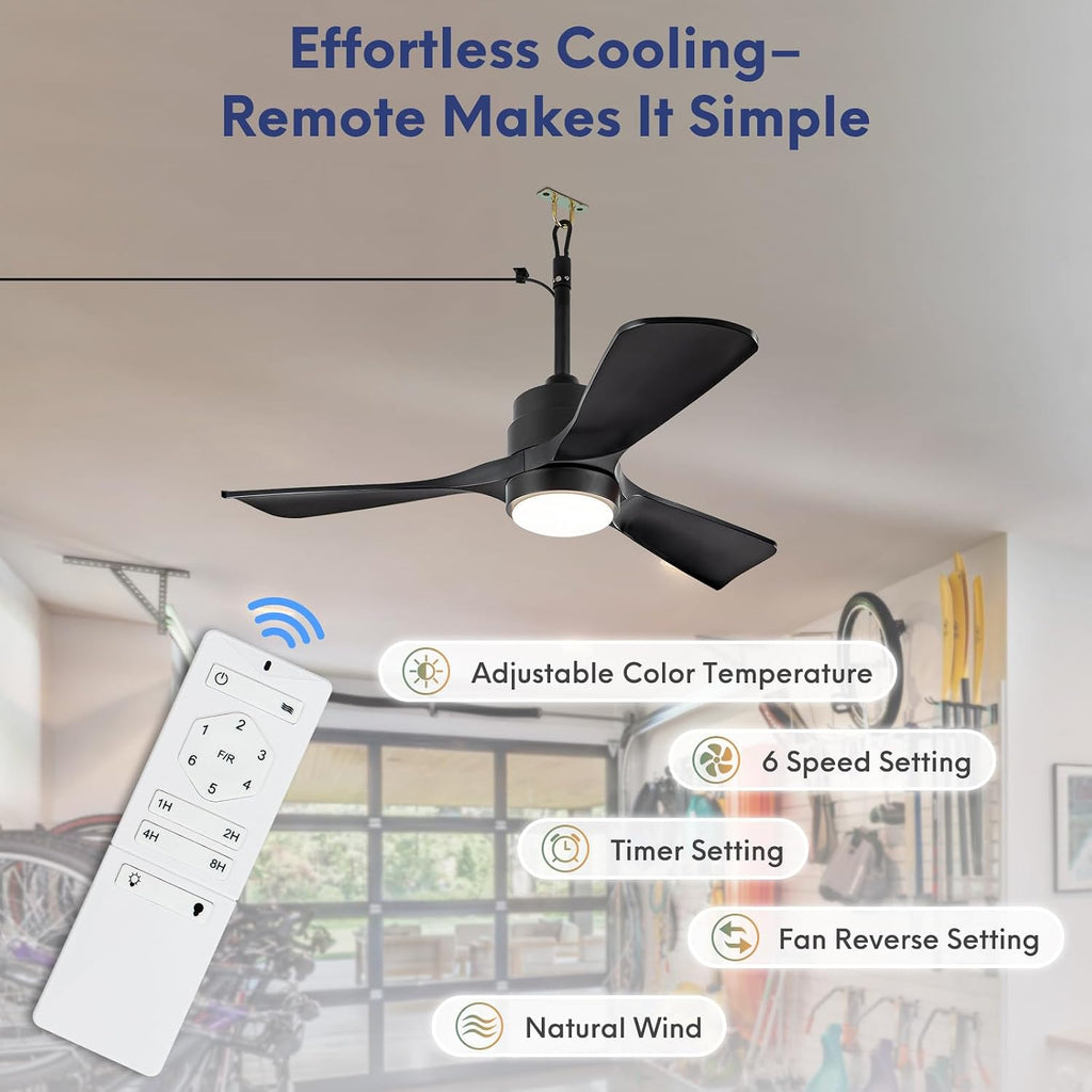 42' Gazebo Fans Outdoor Hanging with Remote Waterproof,Outdoor Ceiling Fan for Patios with Light, Plug in Cord Outlet Hook Wet Rated for Outside Porch, Pergola-Black+20' Downrod