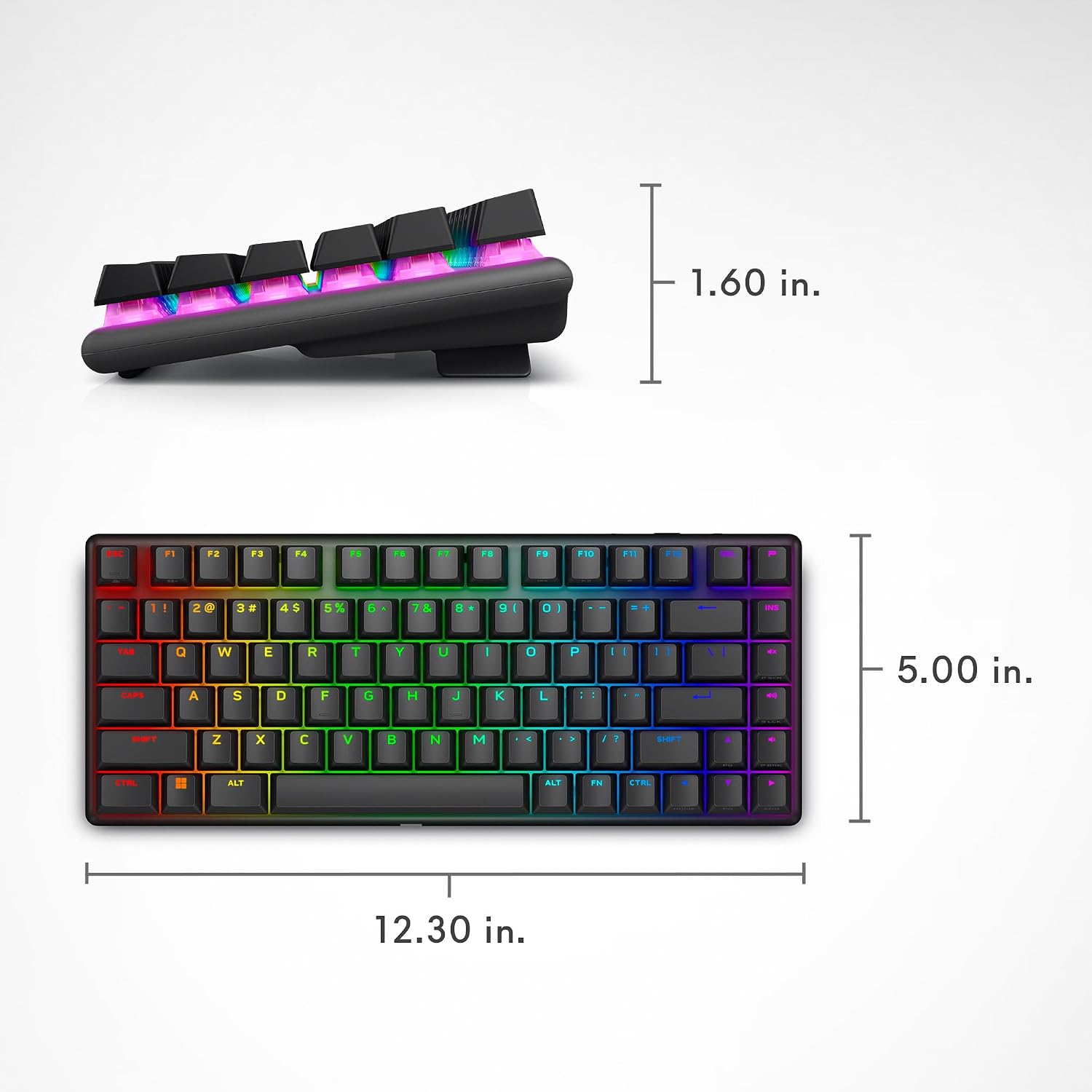 Alienware Pro Wireless Gaming Keyboard - Bluetooth 5.1/2.4 GHz Radio Frequency Connectivity, Linear Mechanical, Hot-swappable switches, Tri mode connectivity, Adjustable Height - Dark Side of the Moon