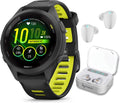 Garmin Forerunner 265S Music GPS Running 42 mm Smartwatch, Black with AMOLED 1.1in Touchscreen Display White Earbuds Bundle, Black +Wht EarBuds