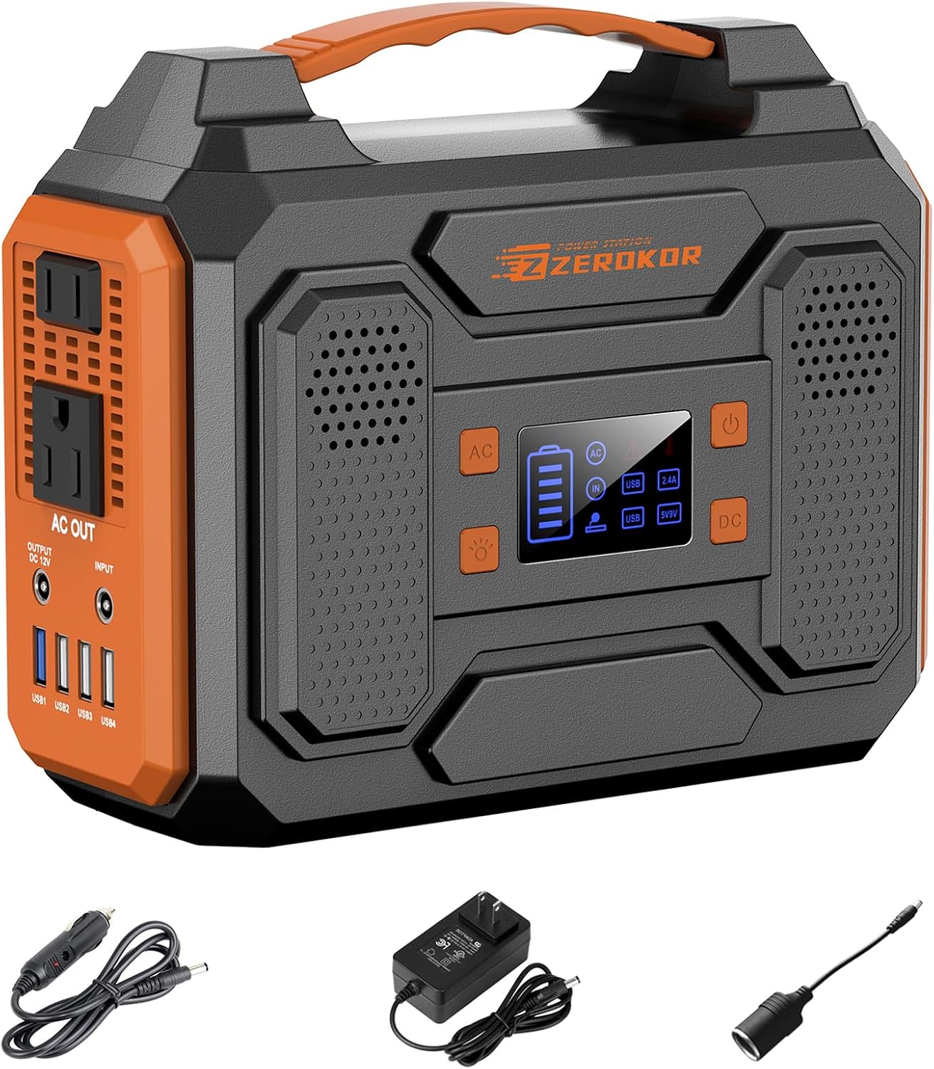 Portable Power Station 300W Solar Generator 280Wh(without Solar Panel), 110V Portable Power Bank with AC Outlet Pure Sine Wave, DC, USB QC3.0, External Battery Power Pack for Camping RV Outdoor Use