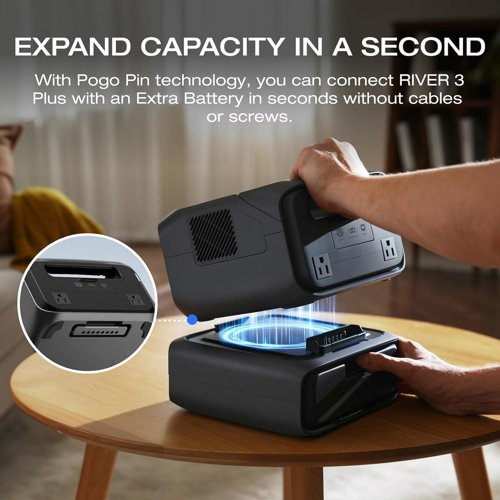 EF ECOFLOW River 3 Plus Portable Power Station Extra Battery EB300, 286Wh Expansion LiFePO4 (LFP) Battery with 10-Year Lifespan, Built-in 140W USB-C Port for Charging/Discharging, Use Independently