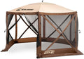 CLAM Escape 11.5' Pop-Up Screen Tent – Brown Outdoor Camping Gazebo Canopy with No-See-Um Mesh, Carry Bag & Stakes – 6-Sided Portable Shelter for Camping, Picnics, & Events – Fast 45-Second Setup