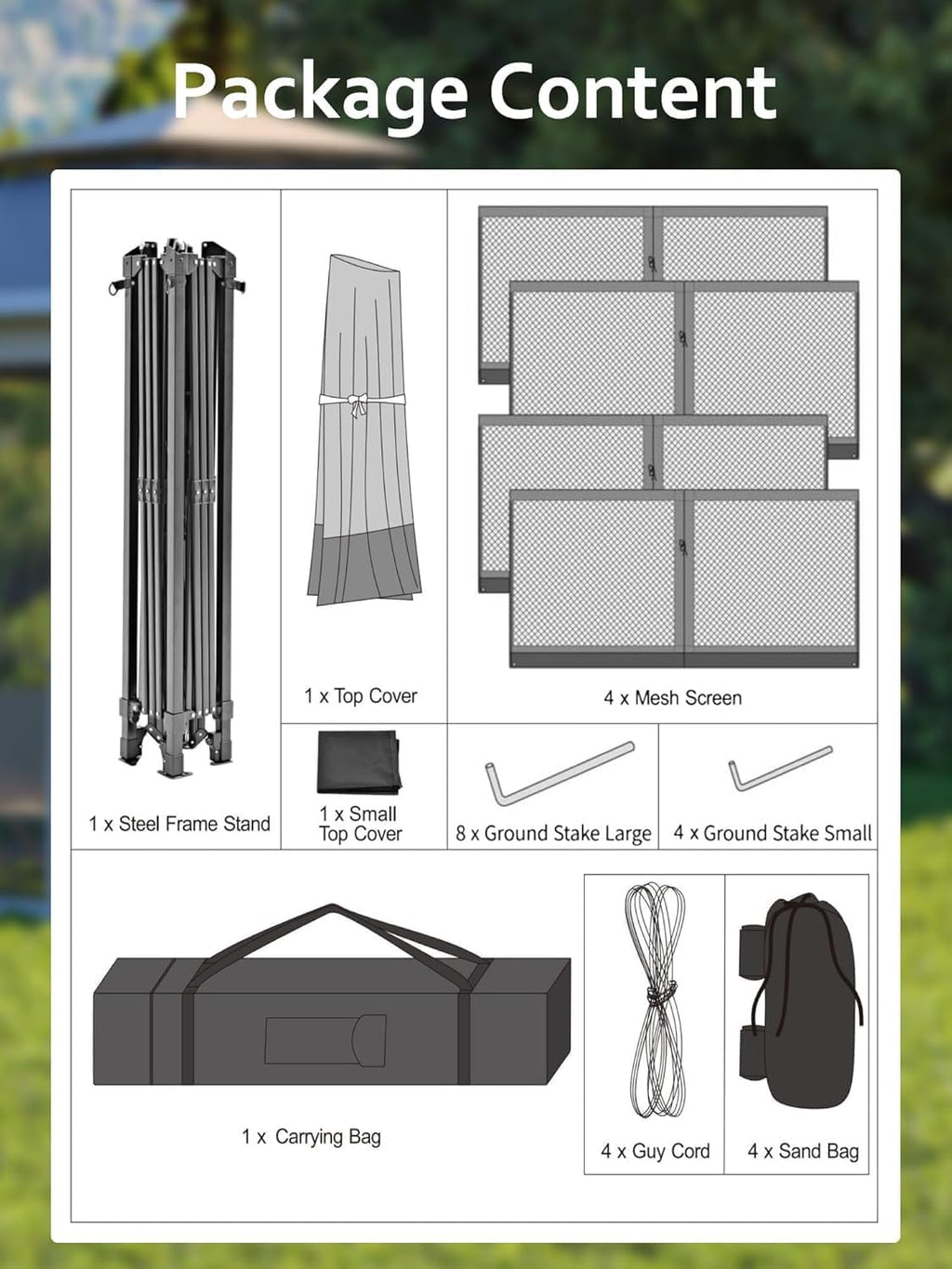 13x13ft Pop Up Gazebo, Outdoor Canopy Tent with Mosquito Netting, Heavy Duty Party Tent Shelter with Waterproof and Ultraviolet Double Roof for Backyard, Garden, Lawn and Deck (Khaki)