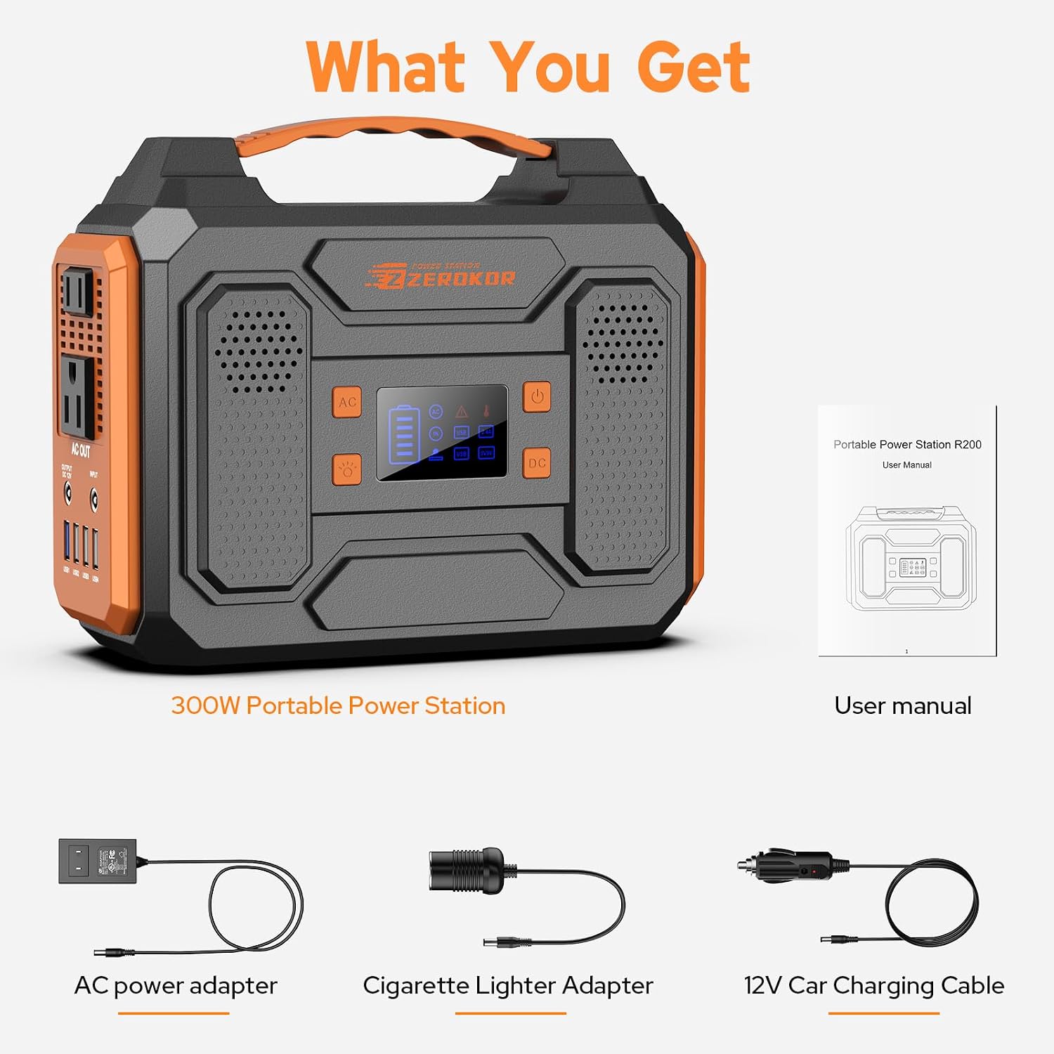 Portable Power Station 300W Solar Generator 280Wh(without Solar Panel), 110V Portable Power Bank with AC Outlet Pure Sine Wave, DC, USB QC3.0, External Battery Power Pack for Camping RV Outdoor Use