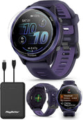 Garmin Forerunner 570 Advanced GPS Running and Triathlon Smartwatch Bundle (47 mm, Indigo/Translucent Imperial Purple)