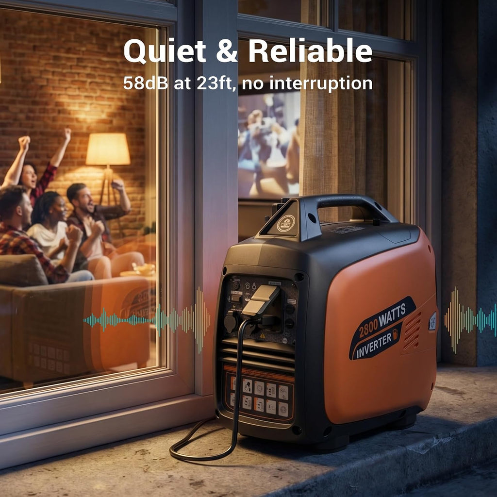 Efurden 2800-Watt Inverter Generator Gas Powered, Portable Generator for Camping, Emergency Home Backup, Super Quiet