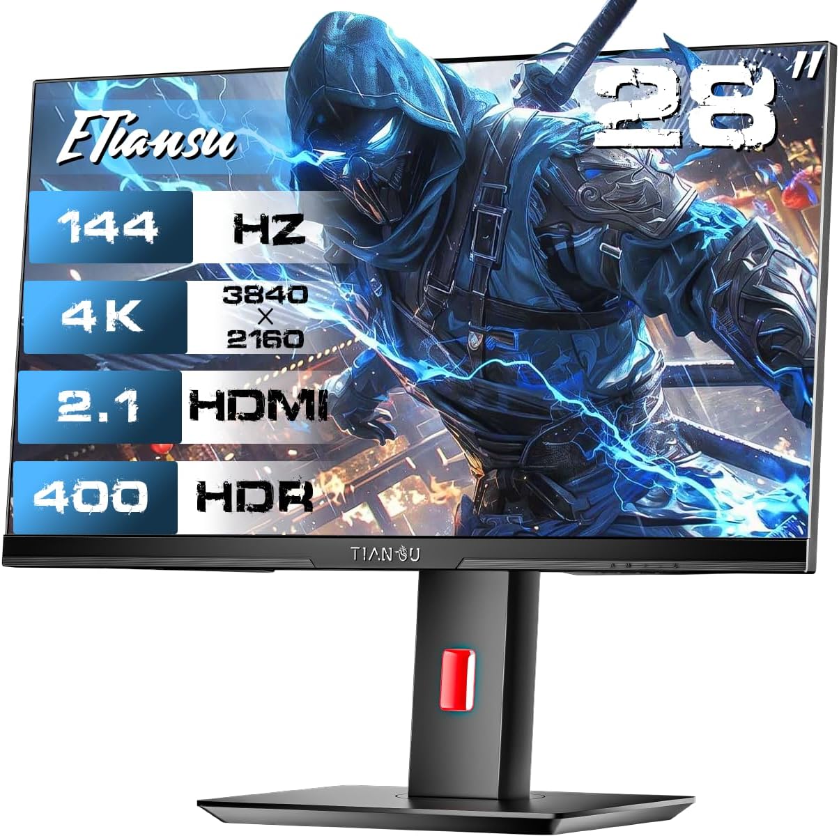 28 Inch 4K UHD 3840x2160 144Hz Gaming Computer Monitor,1ms IPS PC Screen,AMD FreeSync Premium,125% sRGB,95% DCI-P3,Monitor with Speaker,HDMI2.1,Height Adjustable,TS2700
