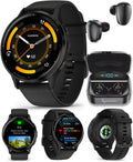 Garmin Venu 3 GPS Smartwatch AMOLED Display 45 mm Watch, Advanced Health and Fitness Features, Up to 14 Days of Battery, Wheelchair Mode, Sleep Coach, Black with Black Earbuds Bundle