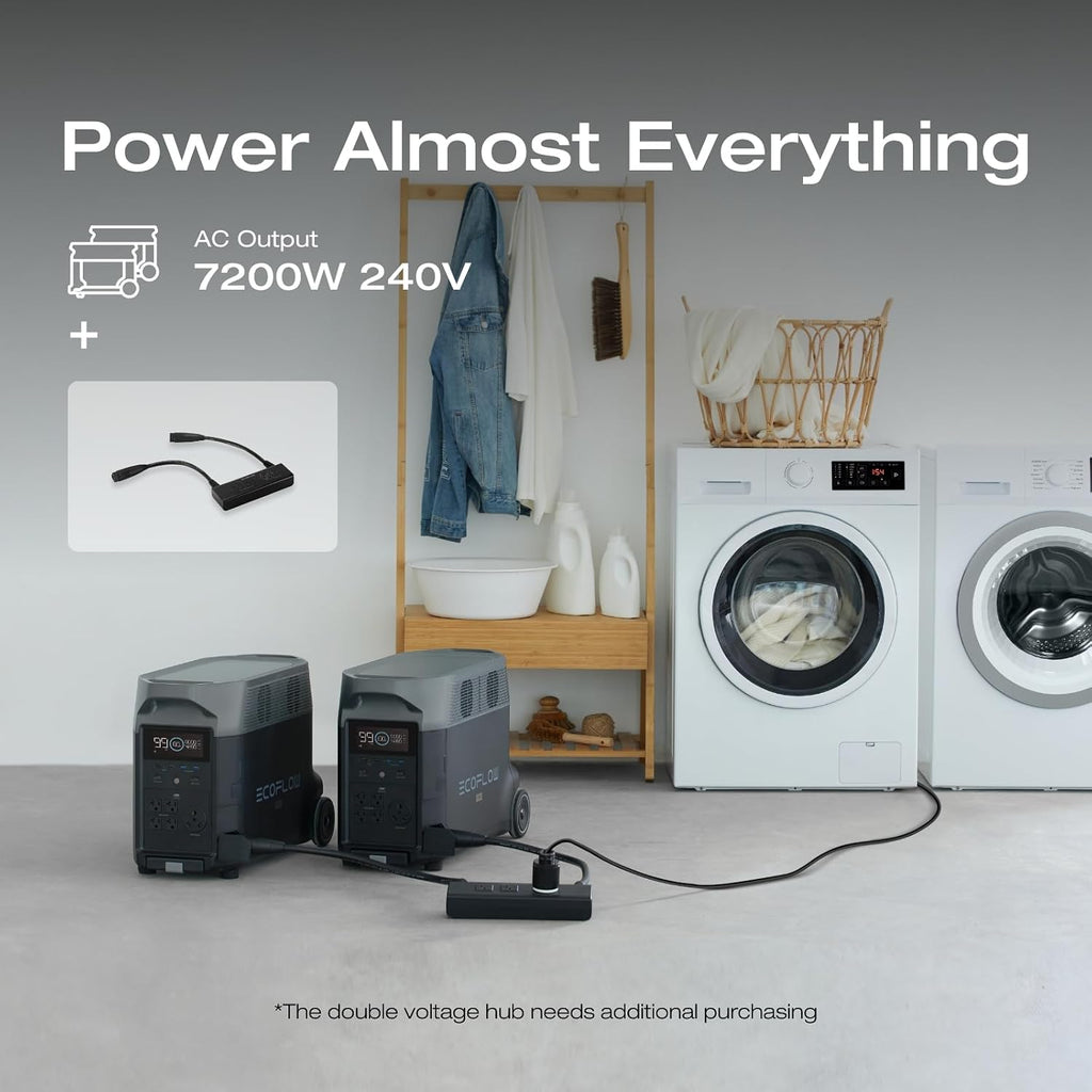 EF ECOFLOW 10.8kWh Portable Power Station: DELTA Pro with 2 Extra Battery, 120V Lifepo4 Battery Backup with Expandable Capacity, Solar Generator for Home Use, Power Outage, Camping, RV, Emergencies