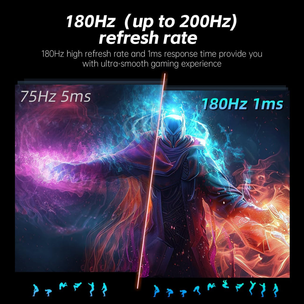 KTC 24.5'' Gaming Monitor, FHD 1080P 180Hz (Up to 200Hz) Fast IPS 128% sRGB Computer Monitor, HDR10, Adaptive Sync, Eye Care PC Gamer Monitor, HDMIx2, DP, VESA Mountable, Tilt Adjustable, H25T7