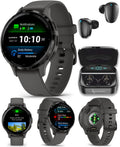 Garmin Venu 3S GPS Smartwatch AMOLED Display 41mm Watch, Advanced Health and Fitness Features, Up to 10 Days of Battery, Sleep Coach, Pebble Gray with Black Earbuds Bundle